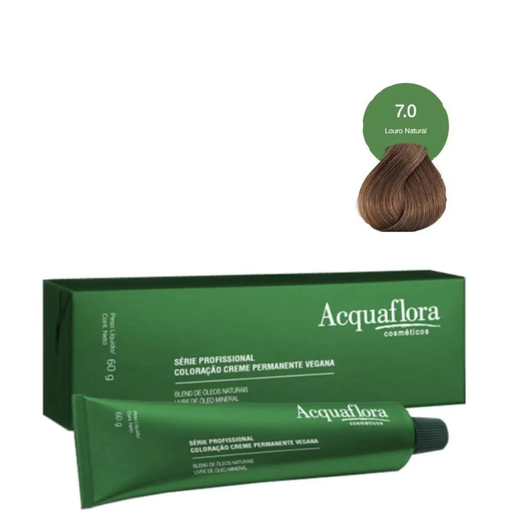 Coloração Creme Acquaflora Vegana 7.0 Louro Natural 60g