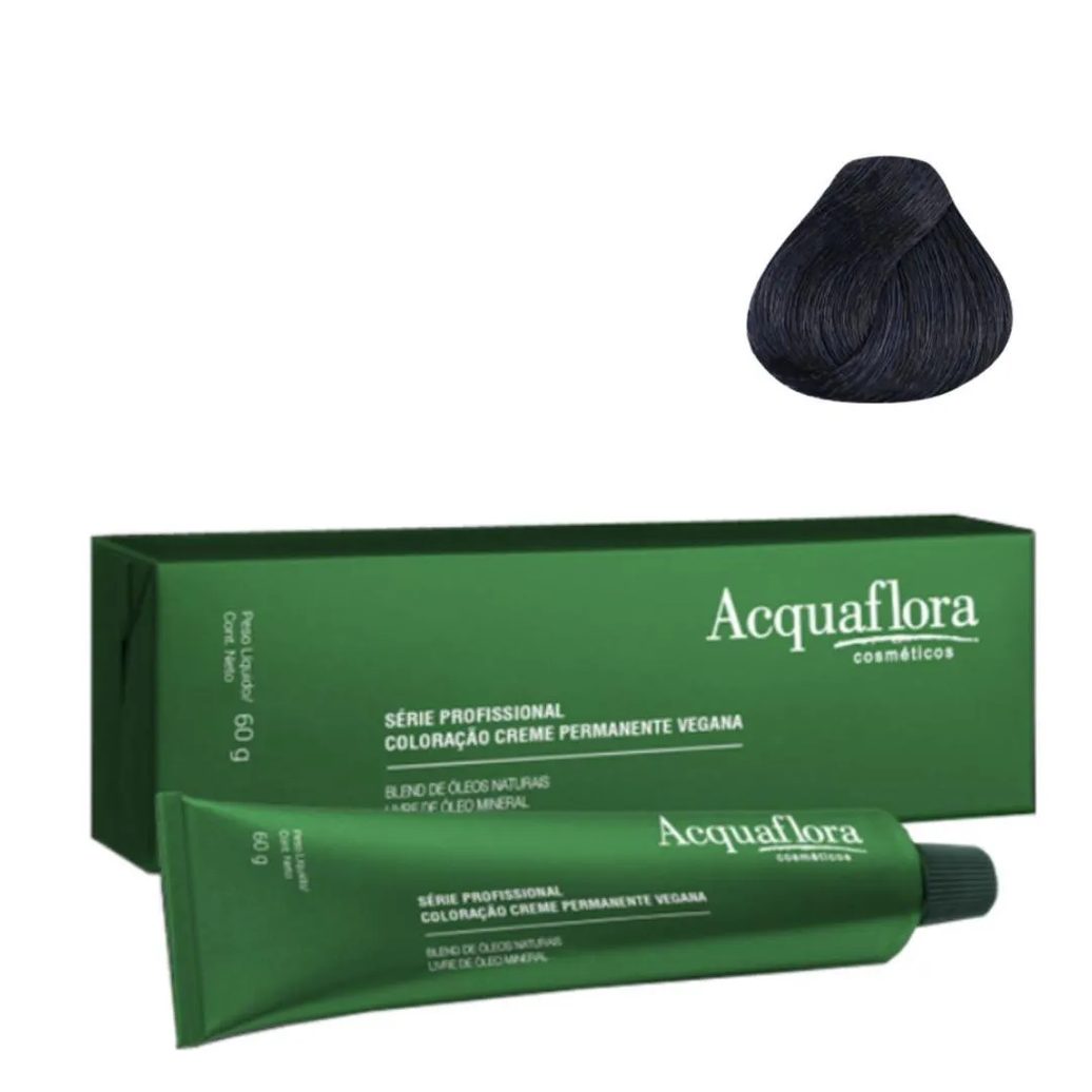 Coloração Creme Acquaflora Vegana 1.1 Preto Azulado 60g