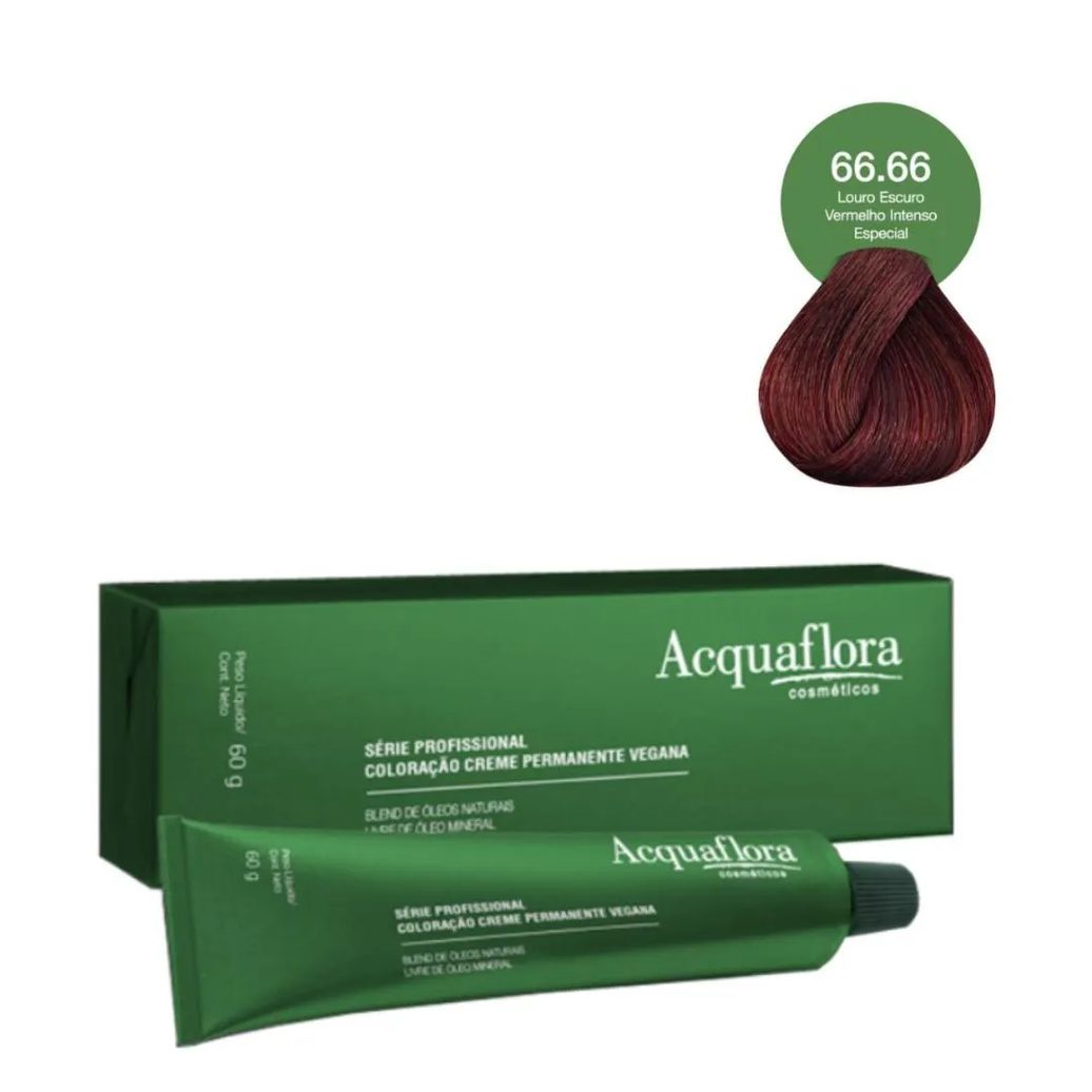 Coloração Creme Acquaflora Vegana 66.66 Louro Escuro Vermelho Intenso Especial 60g