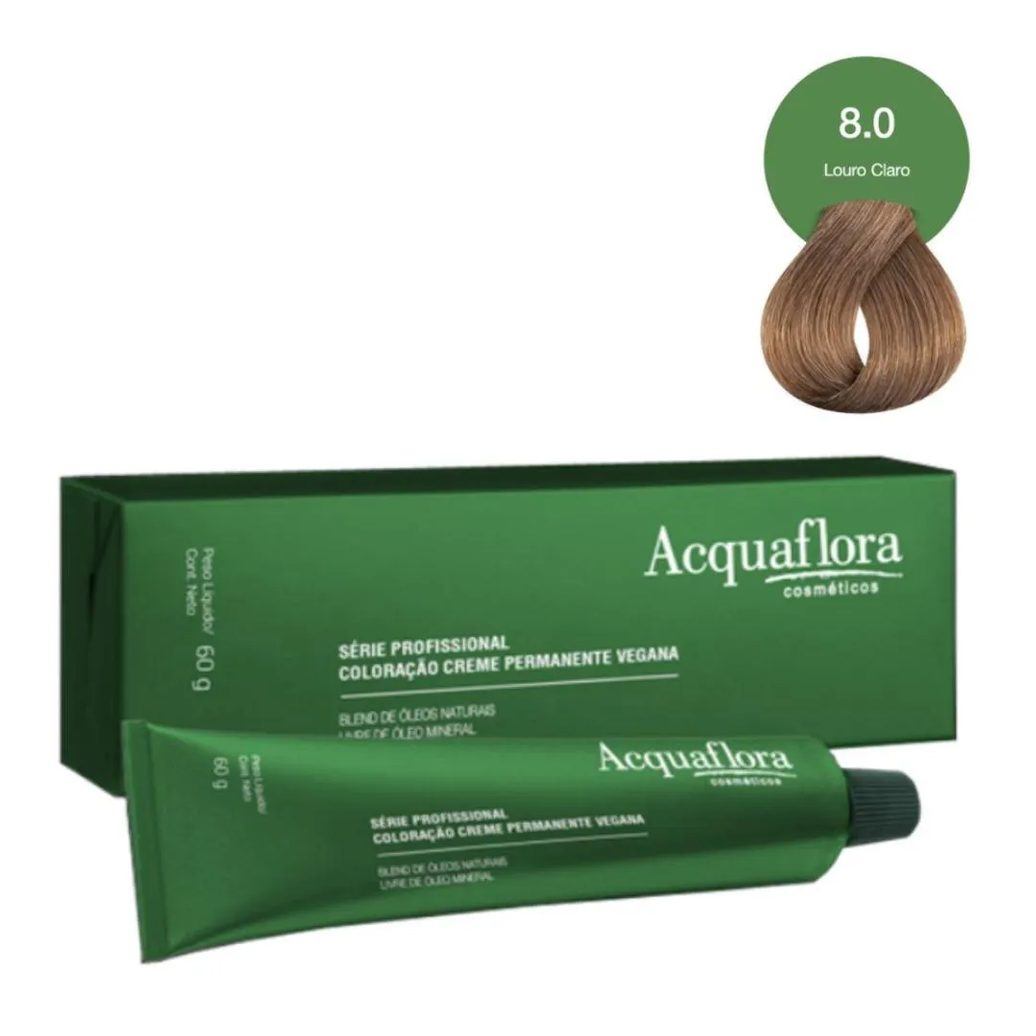 Coloração Creme Acquaflora Vegana 8.0 Louro Claro 60g