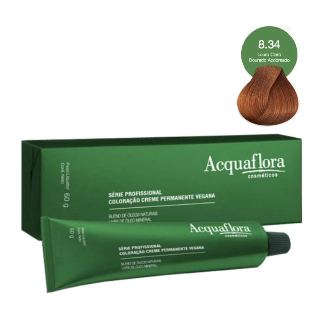 Coloração Creme Acquaflora Vegana 8.34 Louro Claro Acobreado 60G
