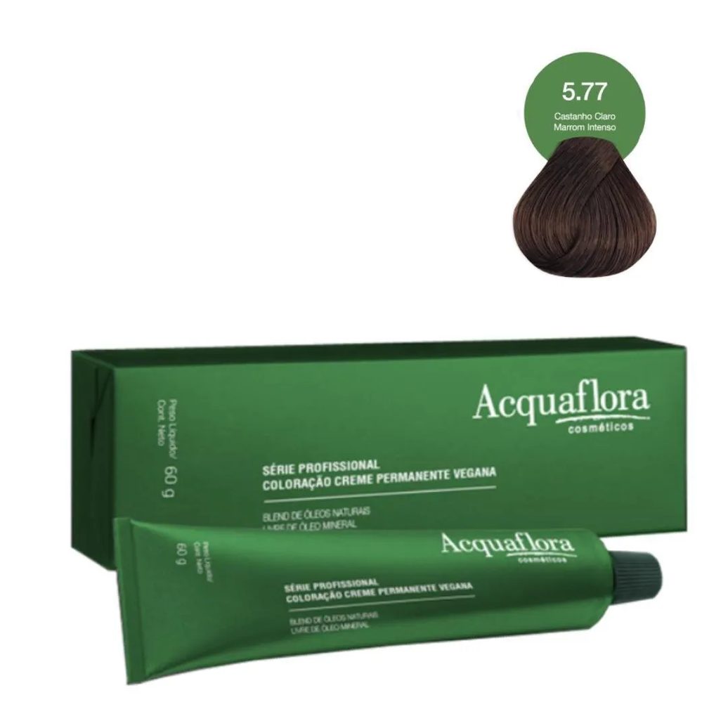 Coloração Creme Acquaflora Vegana 5.77 Castanho Claro Marrom Intenso 60g