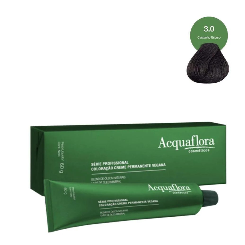 Coloração Creme Acquaflora Vegana 3.0 Castanho Escuro 60g