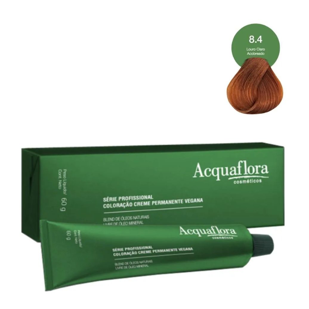 Coloração Creme Acquaflora Vegana 8.4 Louro Claro Acobreado 60g