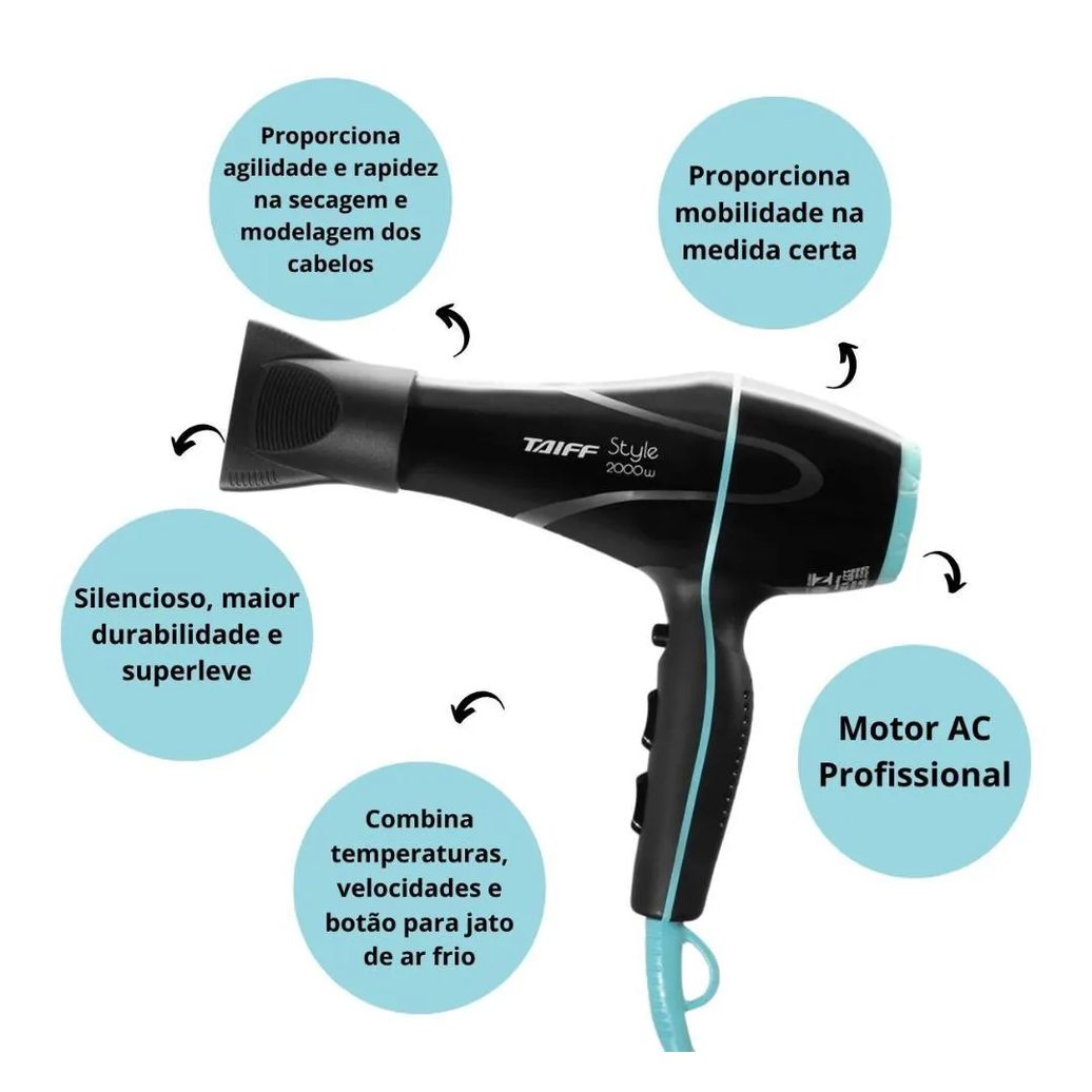 Secador Taiff Style Preto 2000w 127v