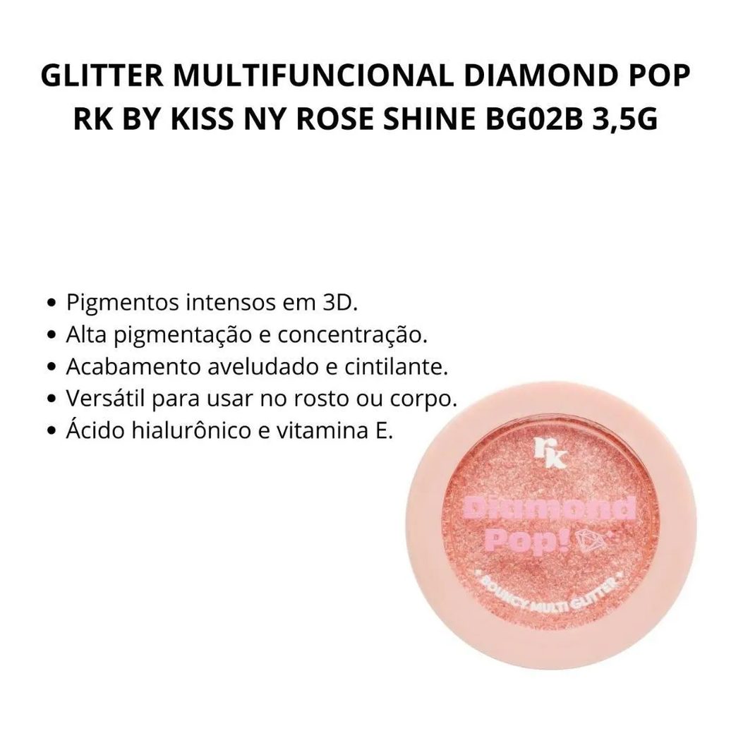 Glitter Multifuncional Diamond Pop Rk By Kiss Ny Rose Shine Bg02b 3,5g