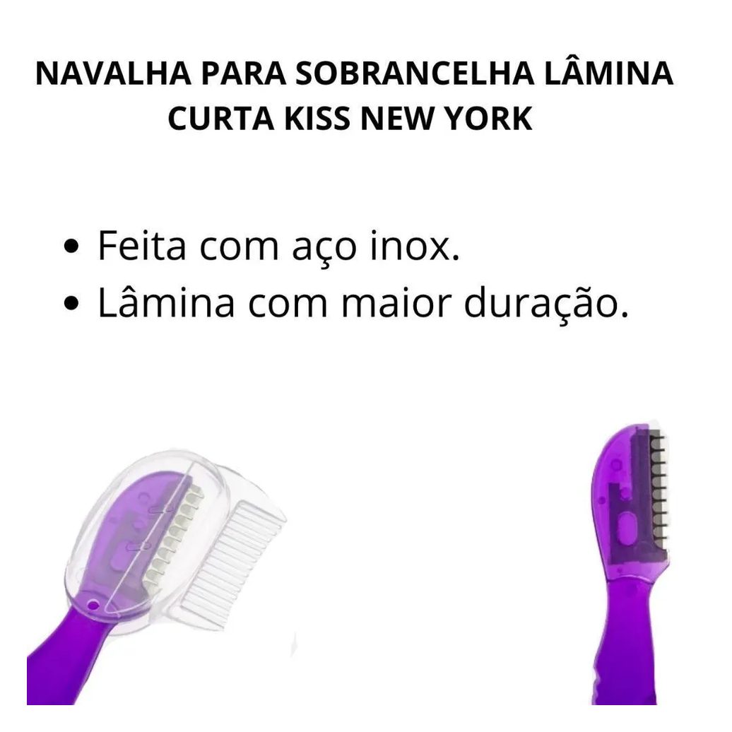 Navalha para Sobrancelha Lâmina Curta Kiss New York Rbtb02br