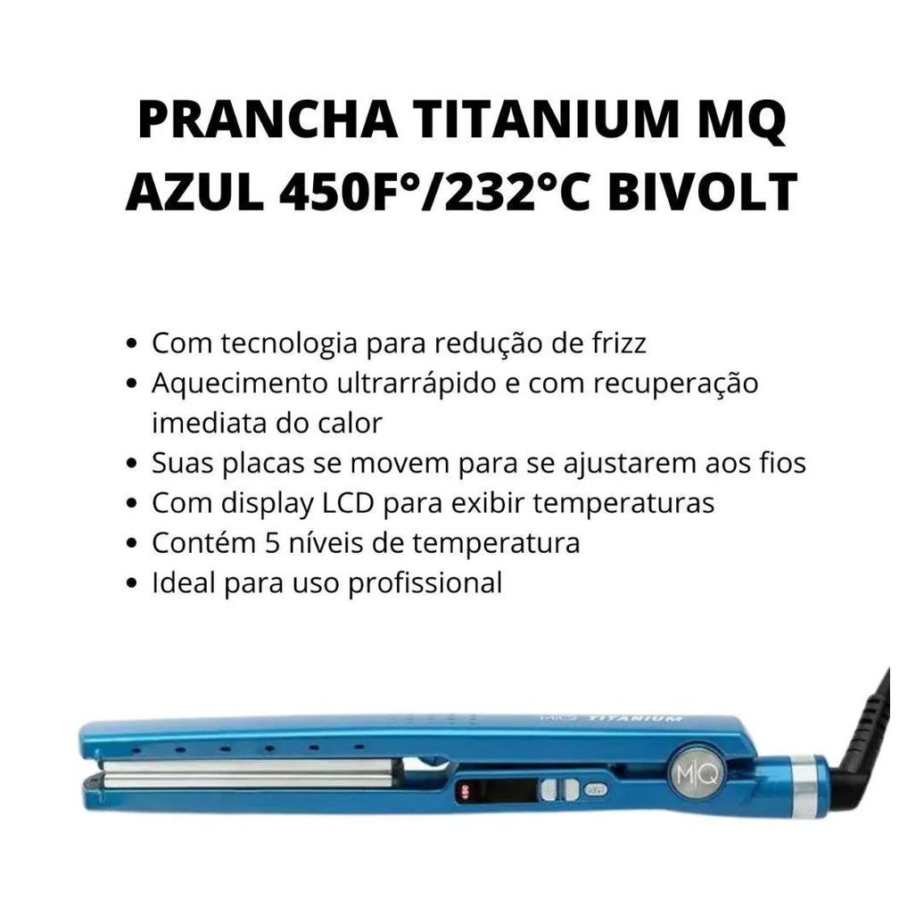 Prancha Titanium Mq Azul 450f° Bivolt