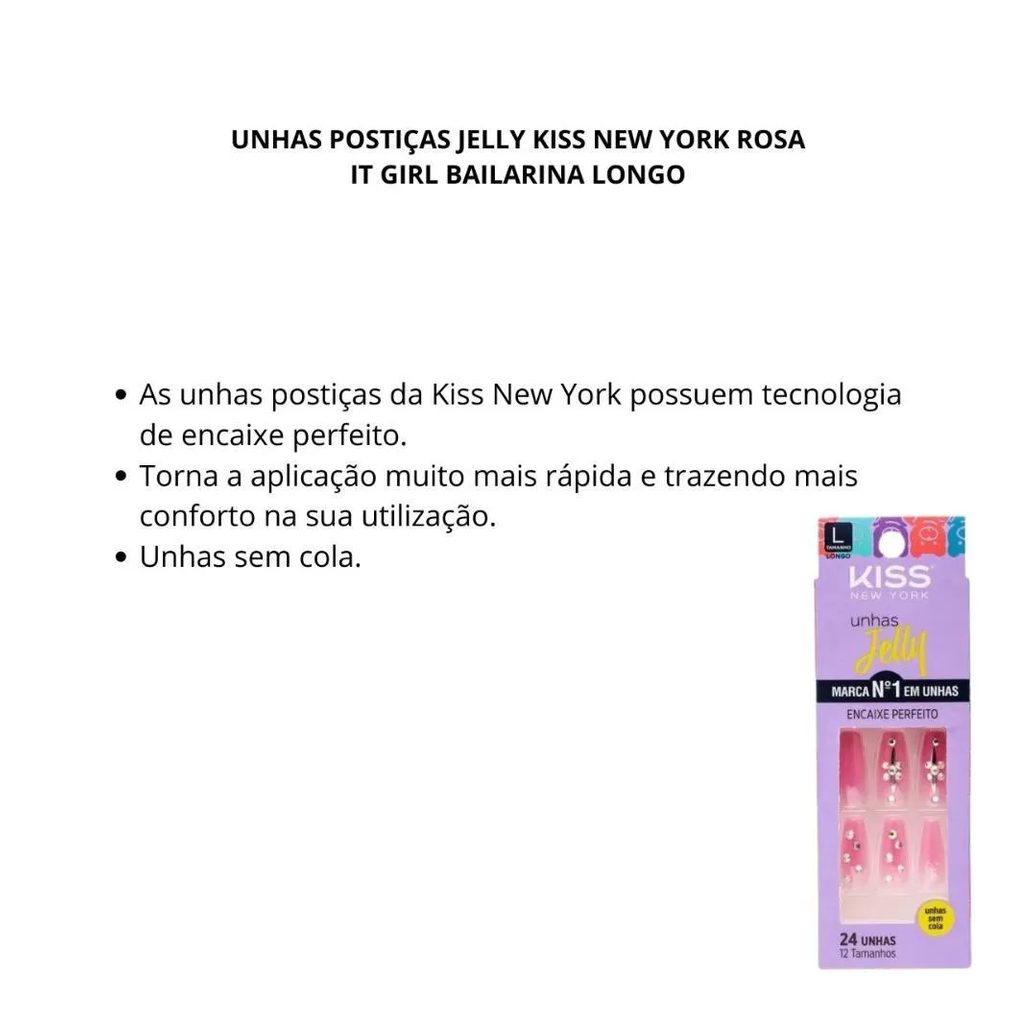 Unhas Postiças Jelly Kiss New York Rosa It Girl Bailarina Longo