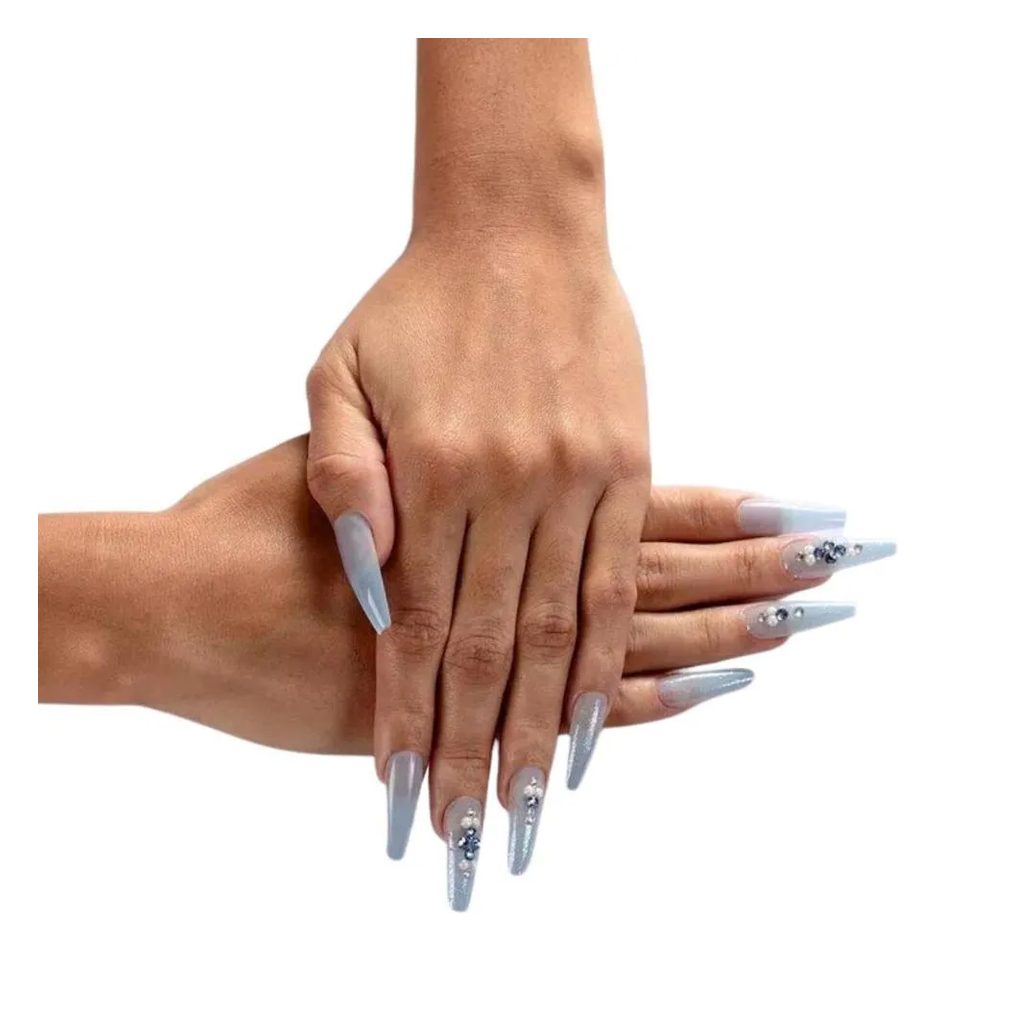 Unhas Postiças Jelly Kiss New York Celeste Chique Bailarina Longo