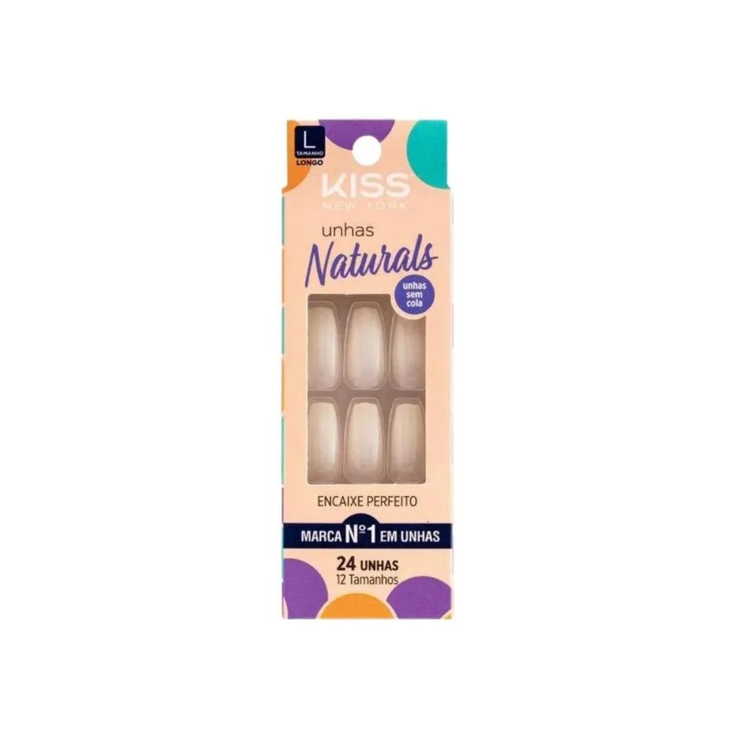 Unhas Postiças Naturals Kiss New York Natural Bailarina Longo