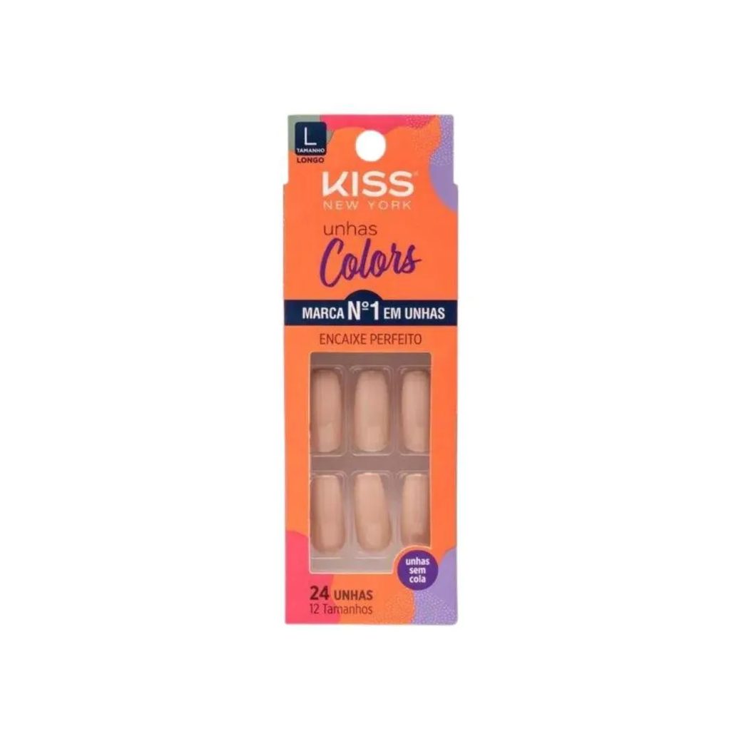 Unhas Postiças Colors Kiss New York Nude Bailarina Longo