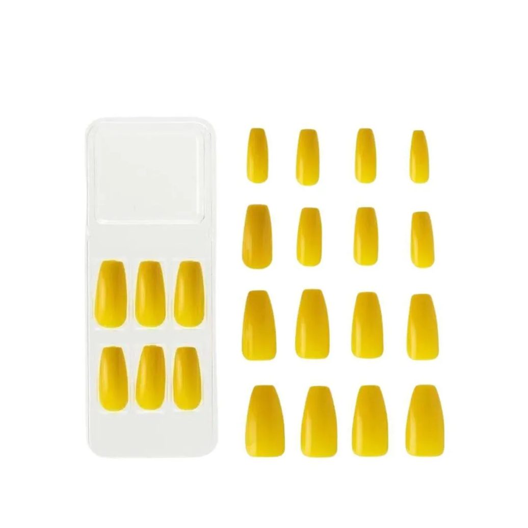 Unhas Postiças Colors Kiss New York Amarelo Canário Bailarina Longo