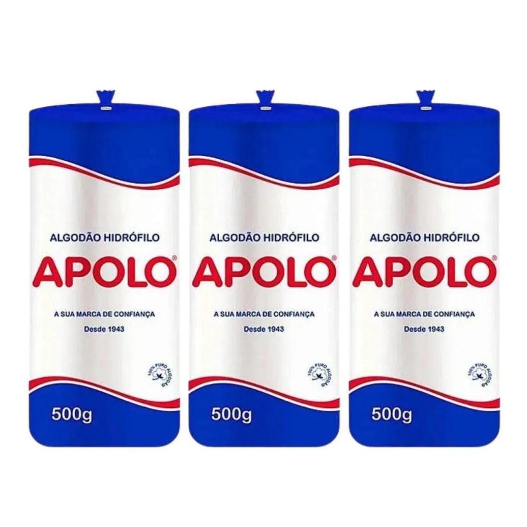 Kit Algodão Hidrófilo Apolo em Rolo 500g C/3