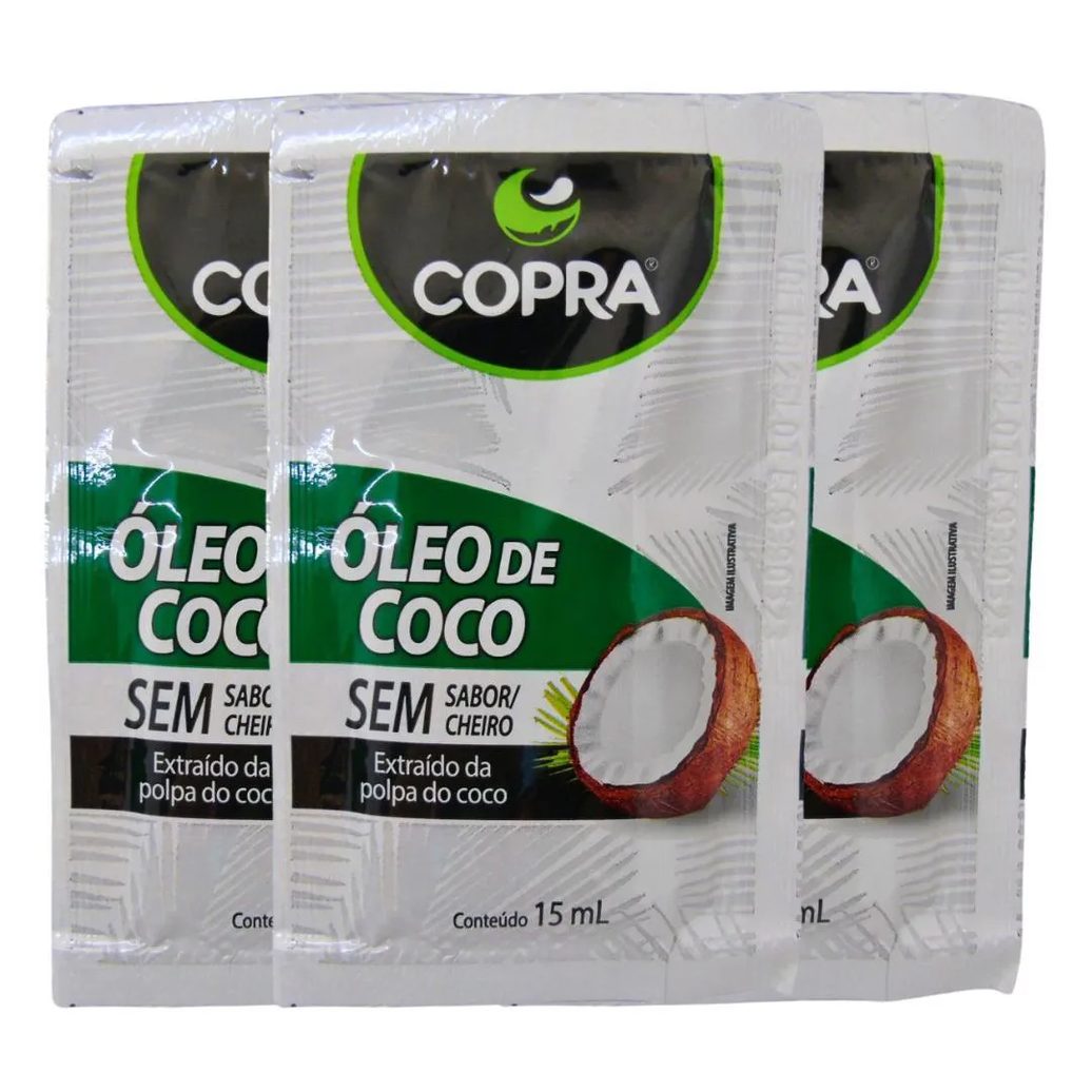 Kit Sachê Óleo de Coco Copra sem Sabor com 3 15ml