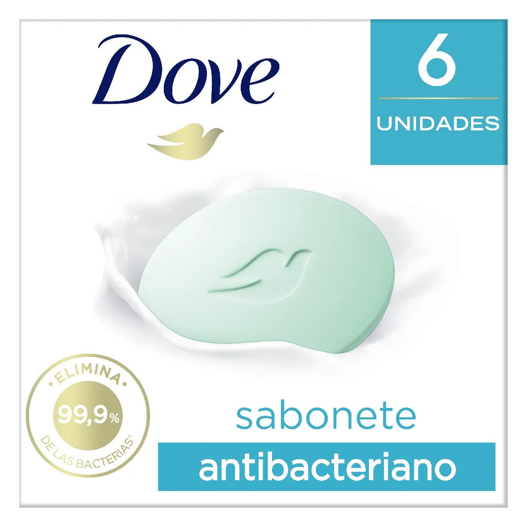 Kit Sabonete em Barra Antibacteriano Dove Cuida & Protege 90g 6 unidades