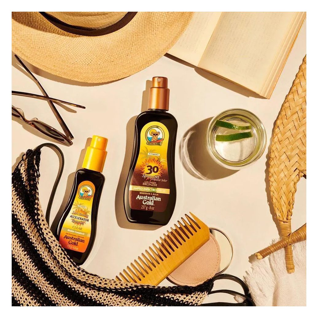 Kit Australian Gold Protetor Solar Corporal FPS 30 com 237ml + Bronzeador Dark Tanning Clear com 125ml