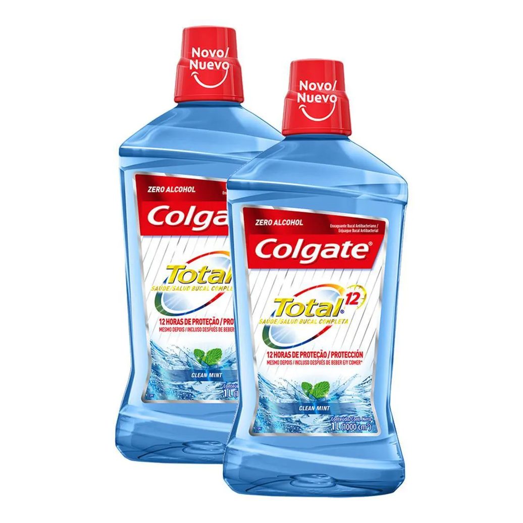 Kit Enxaguante Bucal Colgate Total 12 Clean Mint 1L Com 2 Unidades