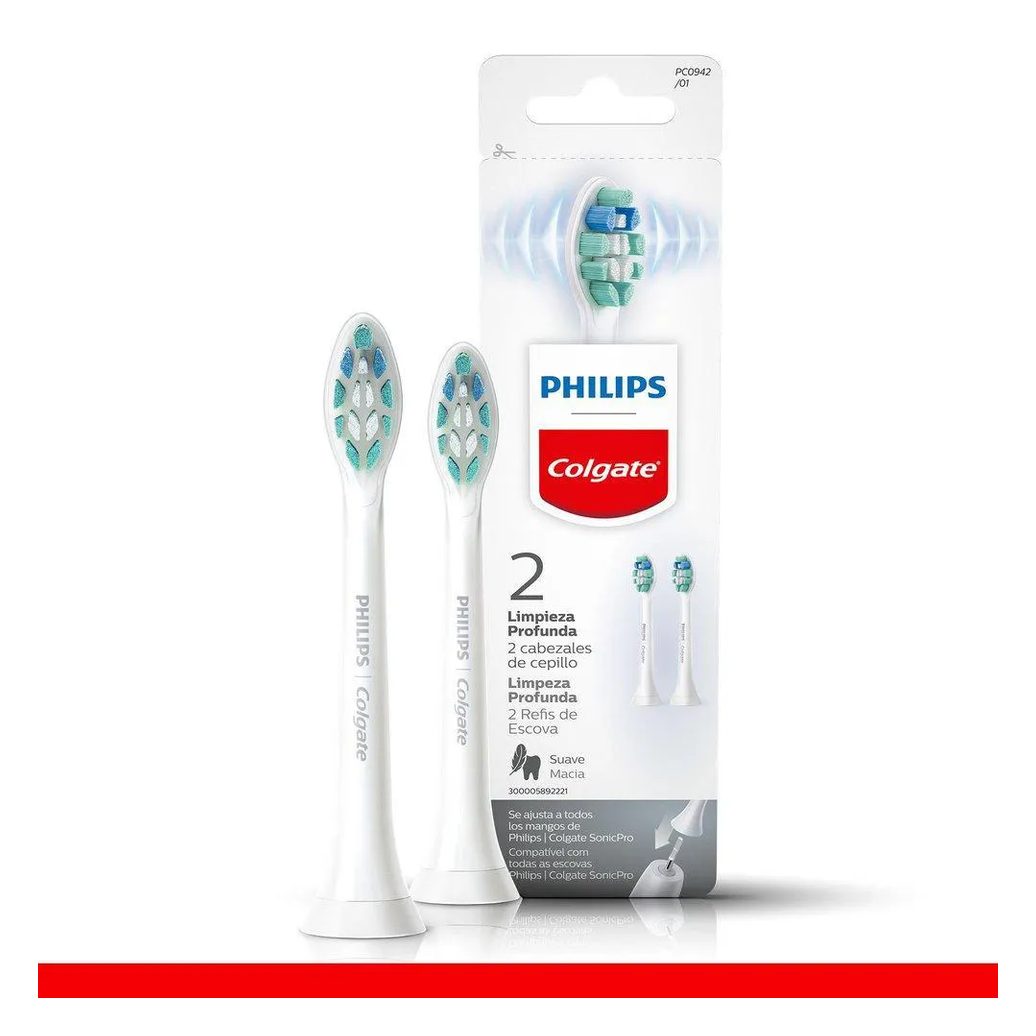 Refil Para Escova Elétrica Philips Colgate Sonicpro Limpeza Profunda Com 2 Unidades