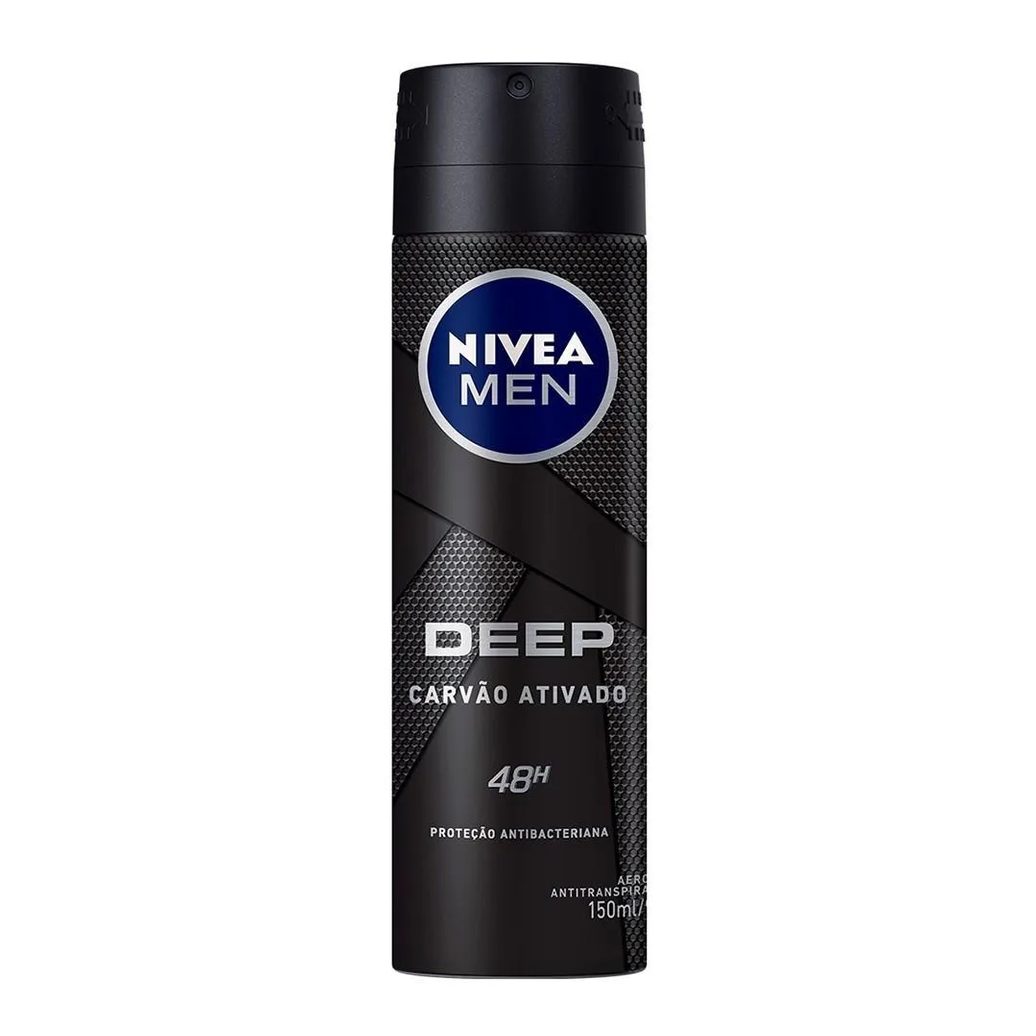 Desodorante Antitranspirante Aerosol Nivea Men Deep Carvão Ativado 48h 150ml