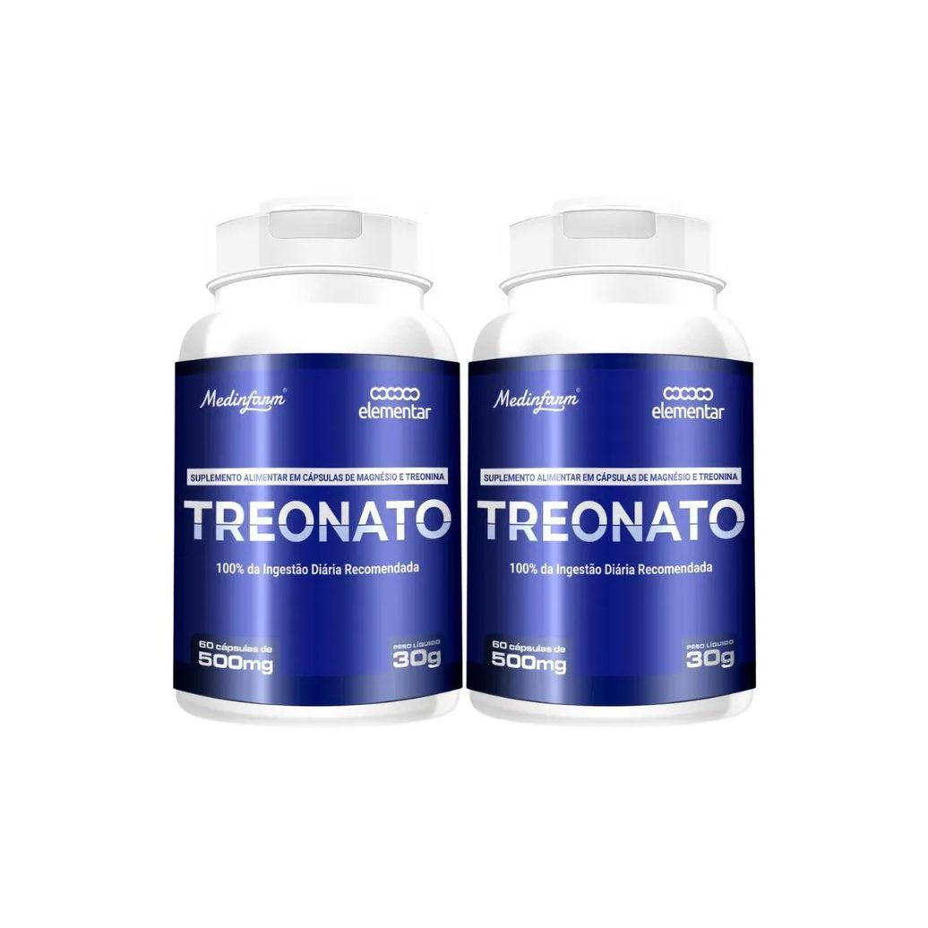 Kit 2 Treonato de Magnésio 60 cápsulas Medinfarm Incolor sem Sabor