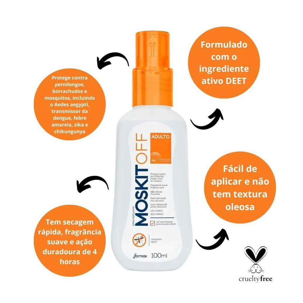 Kit Spray Repelente Farmax Moskitoff Adulto com 3 100ml