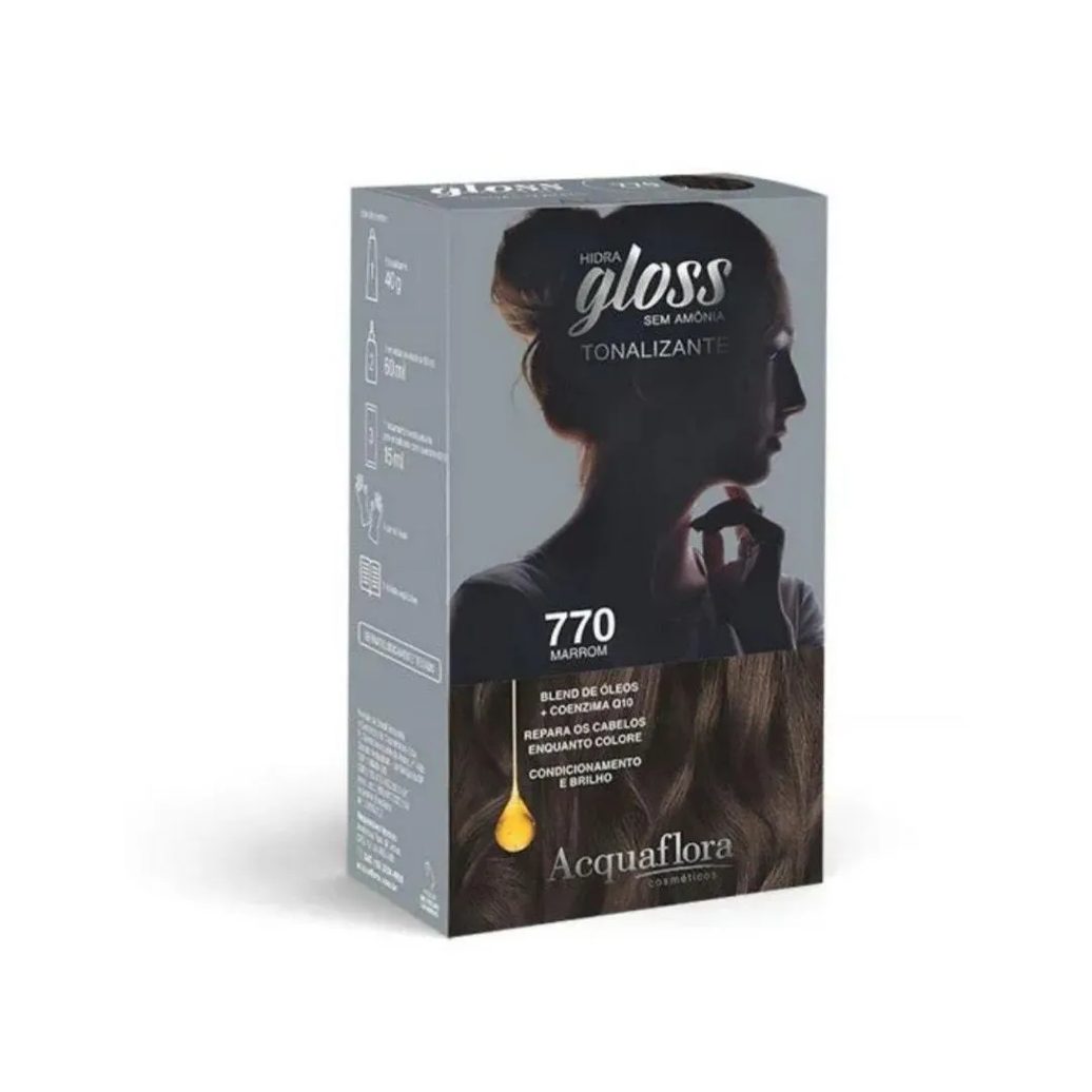 Tintura Tonalizante Acquaflora Kit Hidra Gloss 770 Marrom