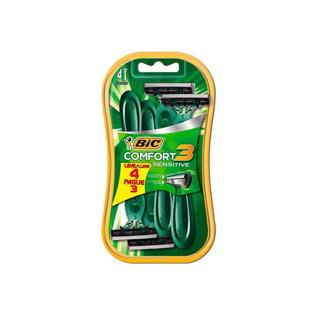 Aparelho Barbear Bic Comfort 3 Pele Sensivel Lv4 Pg3