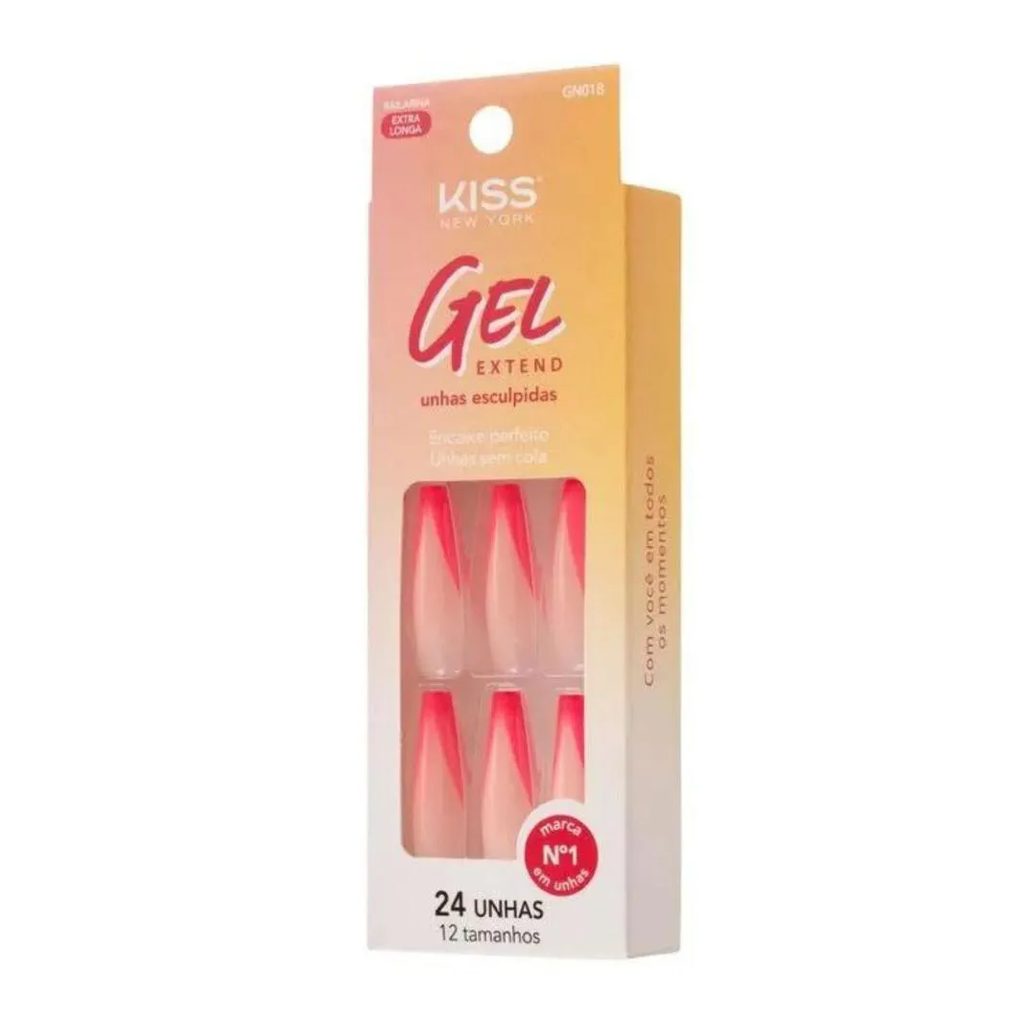 Unhas Postiças Kiss Ny Gel Extend Bailarina com 24un Gn01b