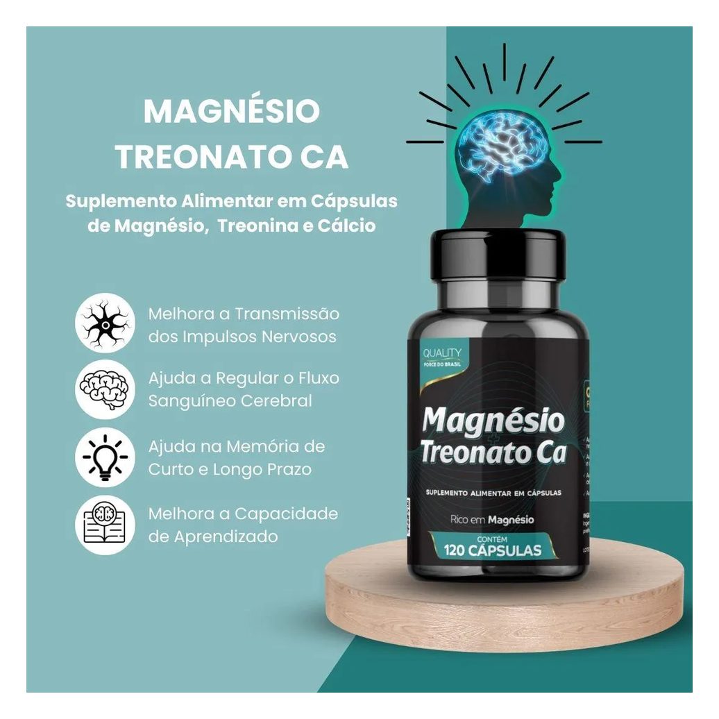 Magnesio Treonato Ca 120 cápsulas - Force do Brasil sem Sabor