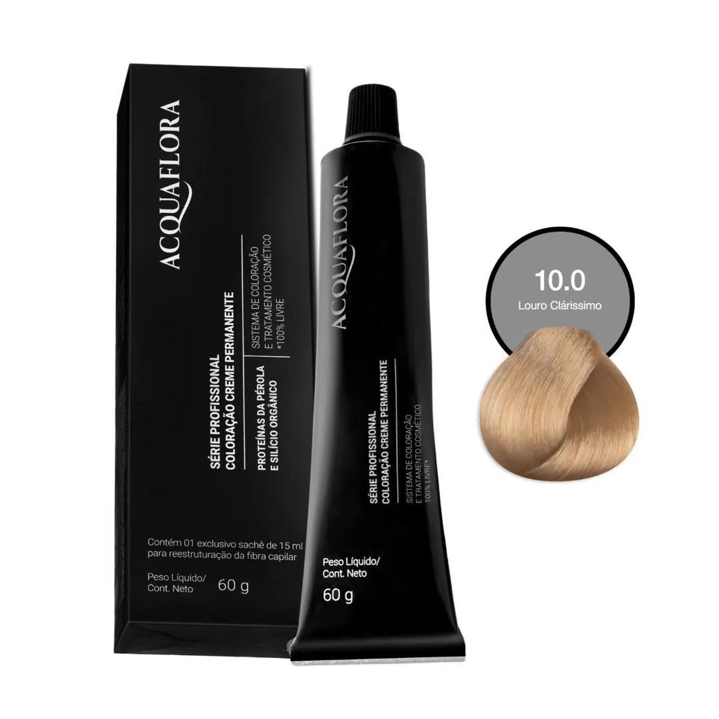 Coloração Creme Permanente Acquaflora 10.0 Louro Claríssimo 60g