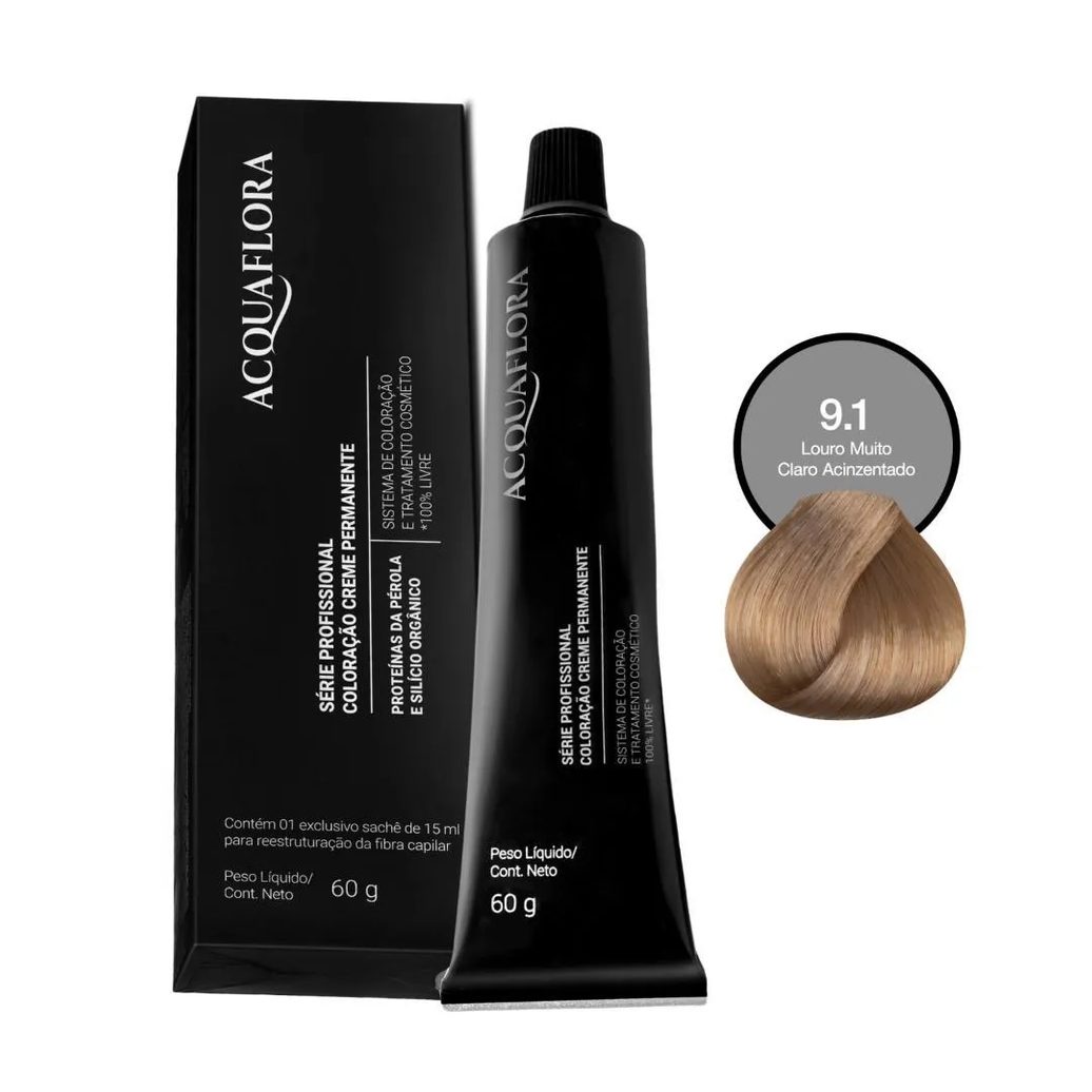 Coloração Acquaflora 9.1 Louro Muito Claro Acinzentado 60g