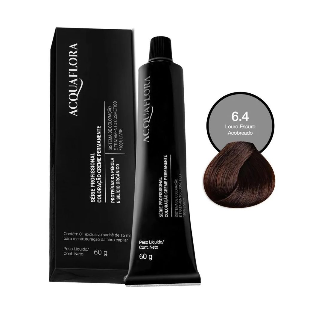 Coloração Creme Acquaflora 6.4 Louro Escuro Acobreado 60g