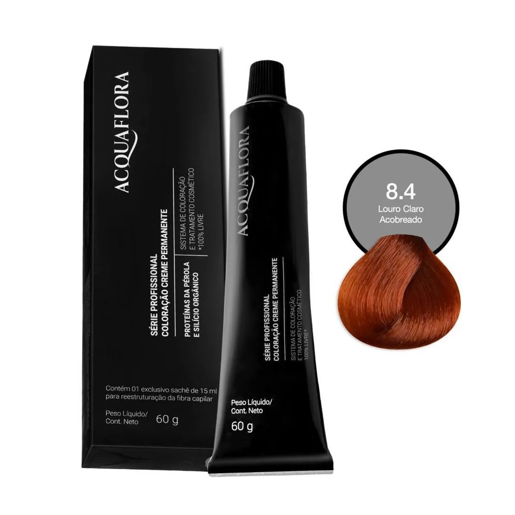 Coloração Creme Acquaflora 8.4 Louro Claro Acobreado 60g