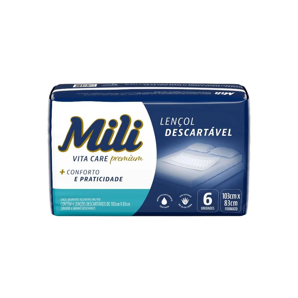Lençol Absorvente Mili Vita Com 6 Unidades Descartáveis