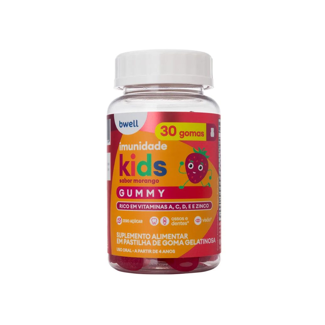 Polivitamínico Bwell Kids Imunidade Gummy Morango 30 gomas