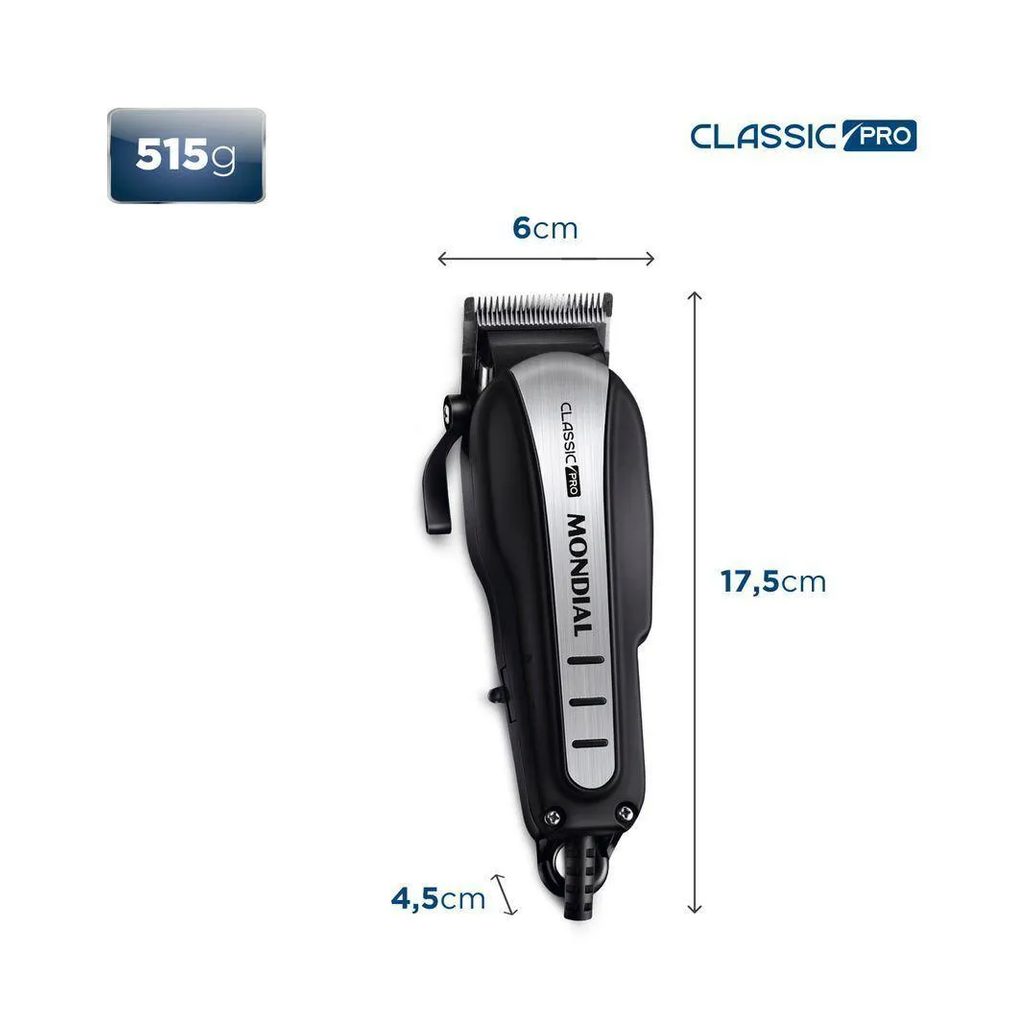 Cortador de Cabelos Mondial Classic Pro 127v Preto/inox 110v