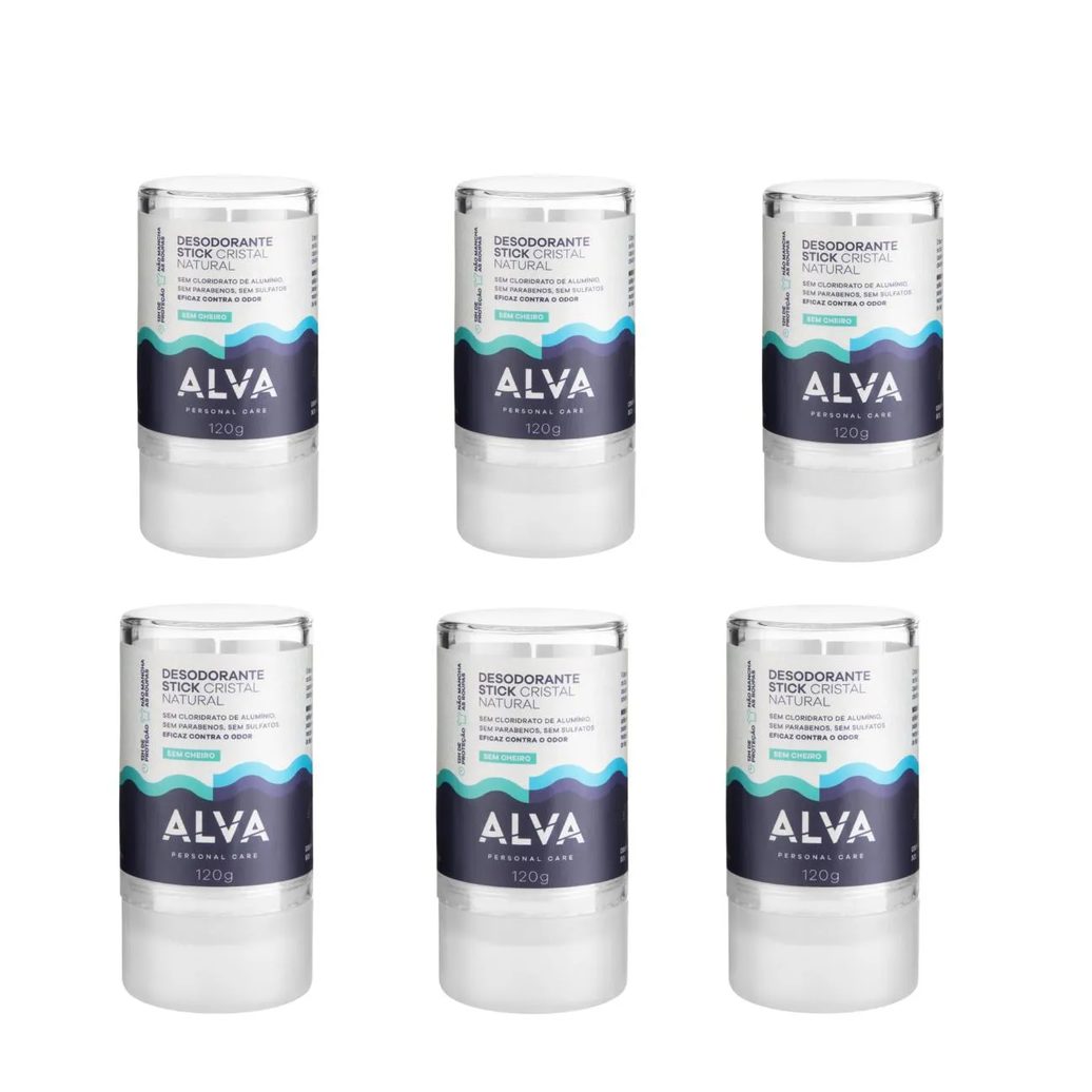 Desodorante Natural Pedra Cristal Alva Alemanha Kit (6 Unid) Meli sem Cheiro
