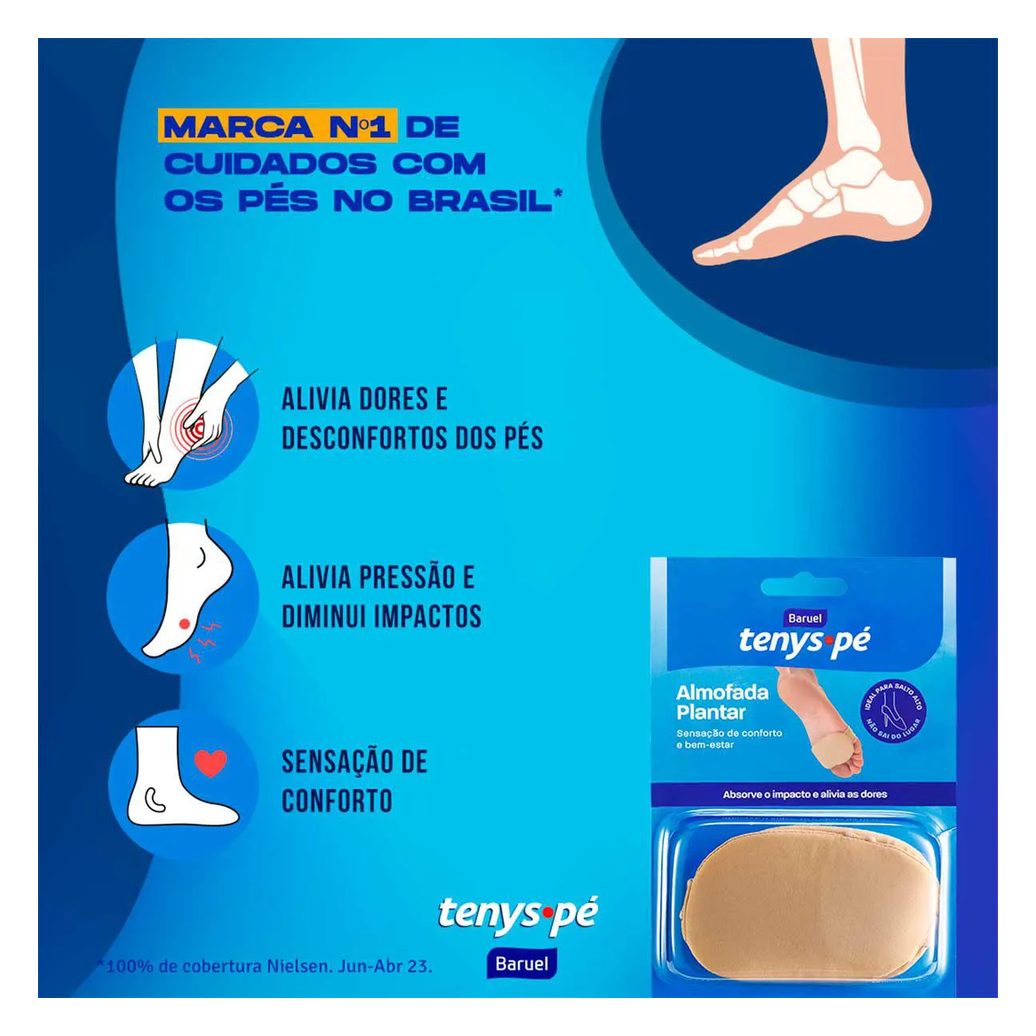 Almofada Plantar Tenys Pé Tamanho 39 - 43 com 1 Par