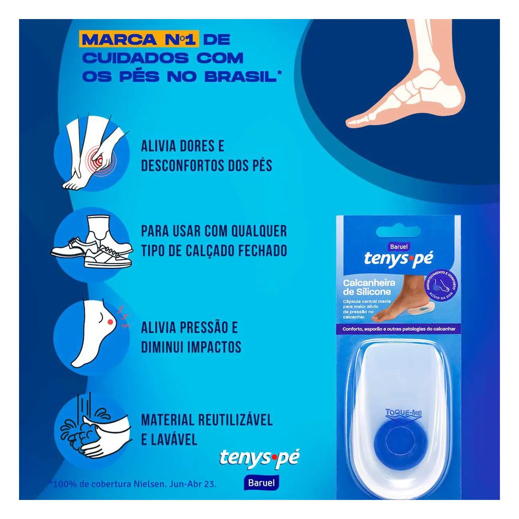 Calcanheira de Silicone Tenys Pé Tamanho 39 a 43 com 1 par