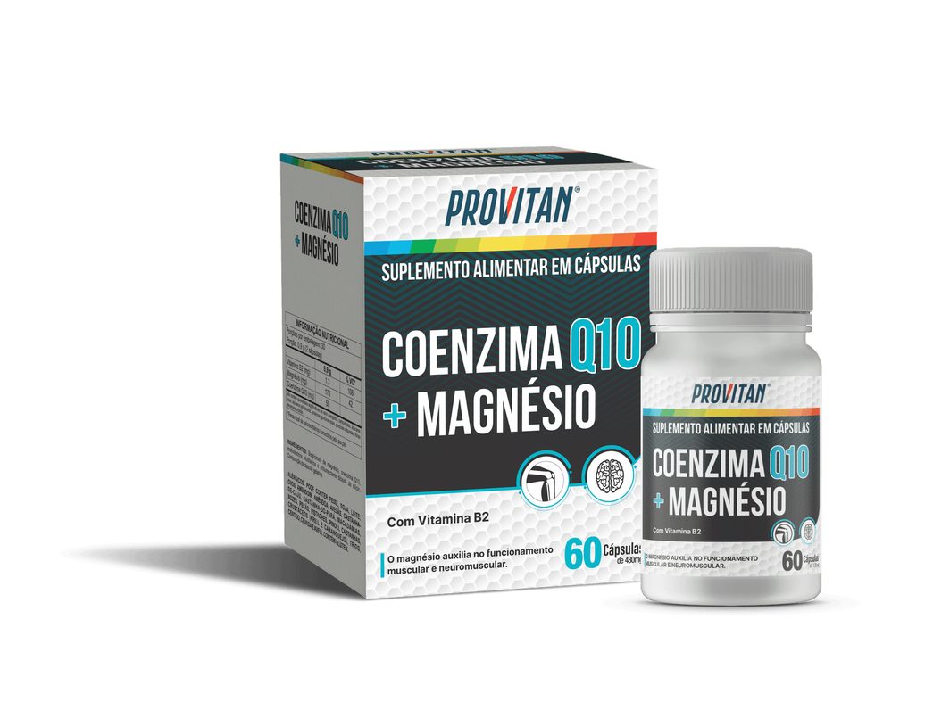 Coenzima Q10 + Vitamina B2 e Magnésio Provitan 430 mg – 60 Cápsulas para Energia & Antioxidante