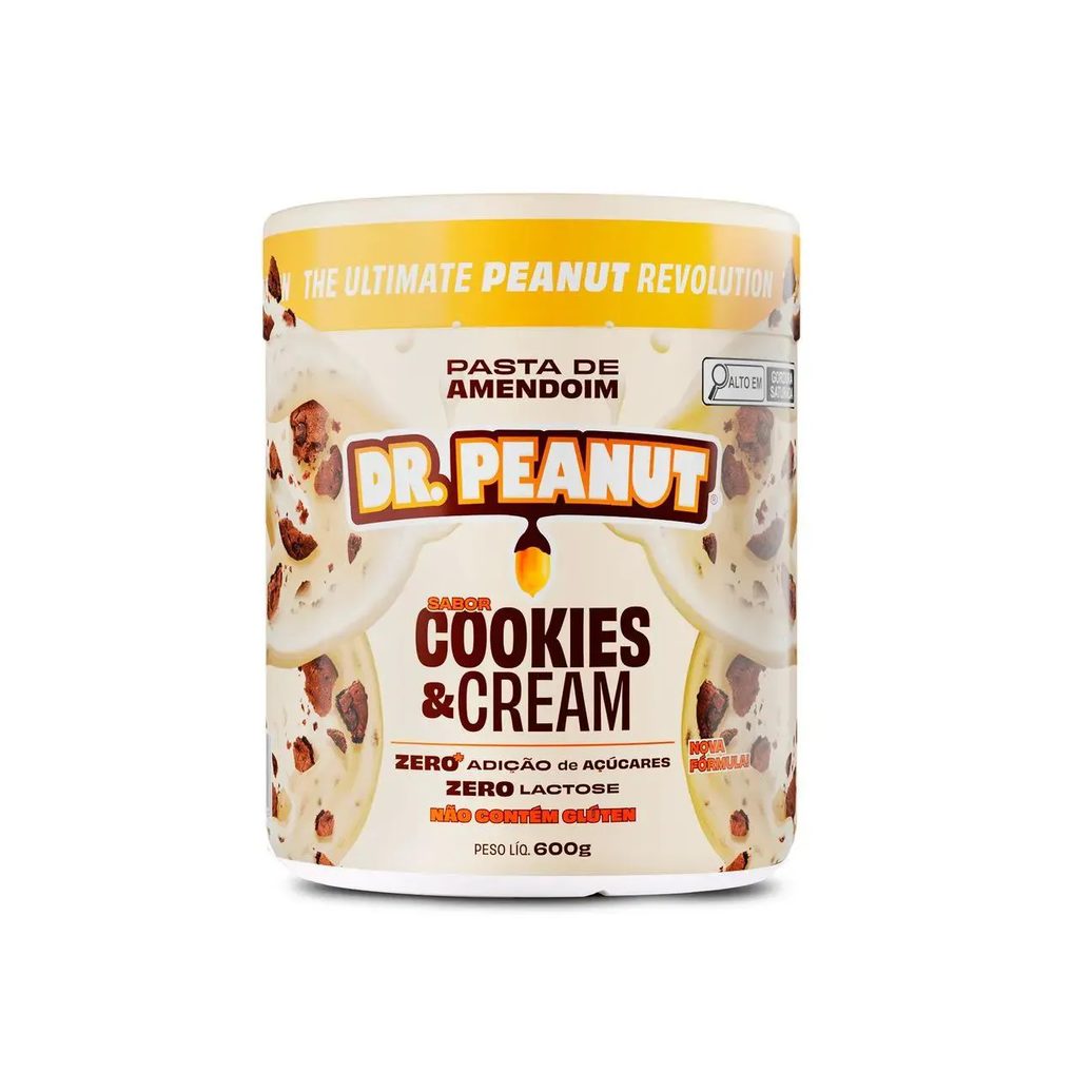 Pasta de Amendoim Cookies & Cream com Whey Protein Dr. Peanut 600G