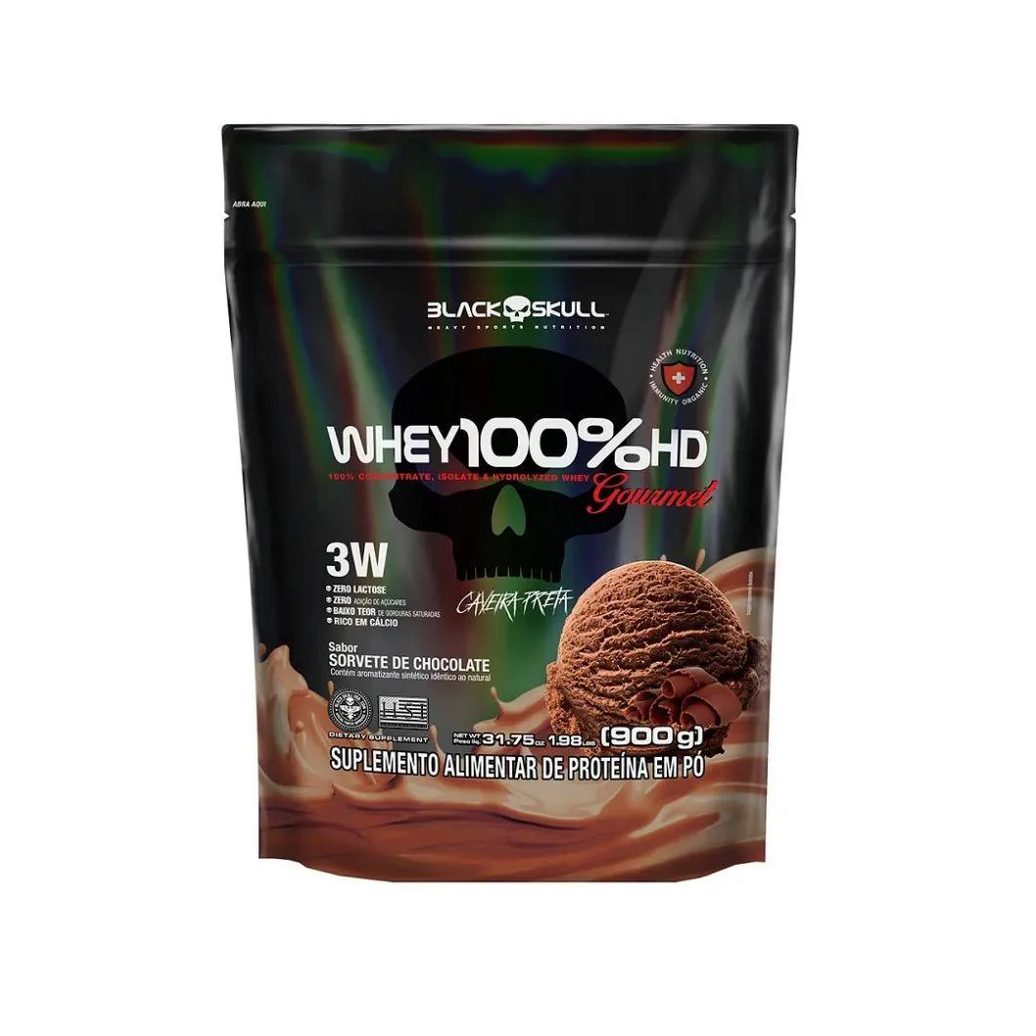 Whey 100% Hd Gourmet Refil (900g) – Sabor: Sorvete de Chocolate