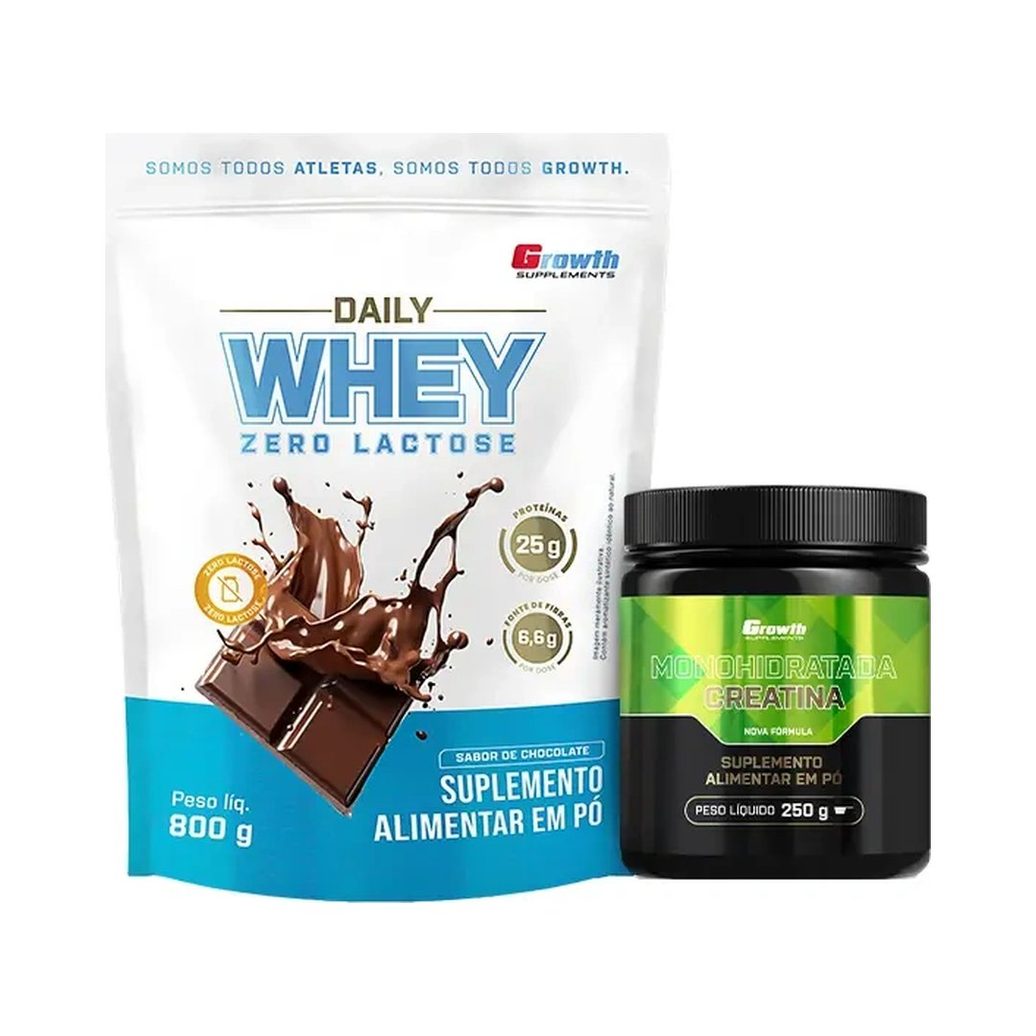 Kit Daily Whey Zero Lactose 800g e Creatina Monohidratada 250g