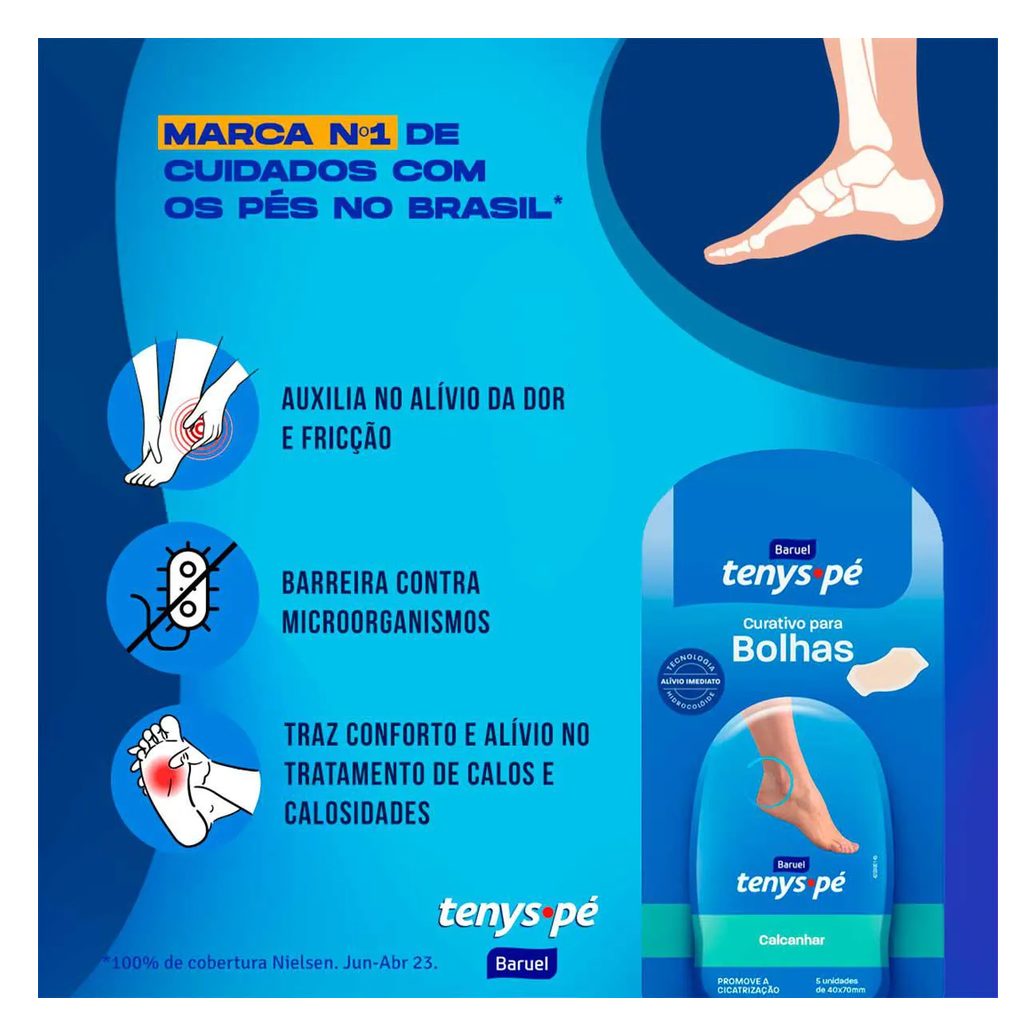 Curativo para Bolhas Tenys Pé Calcanhar com 6 unidades