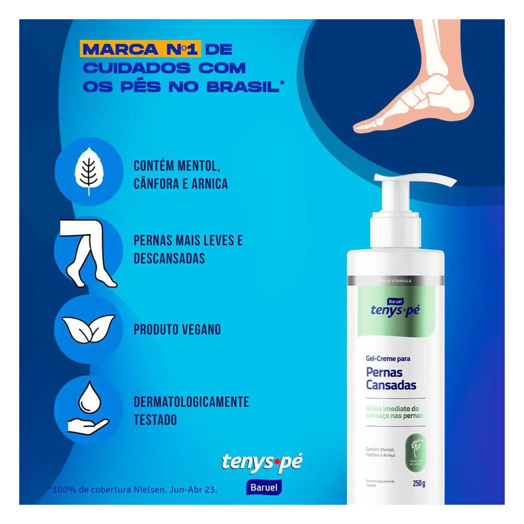 Emulsão Enegizante para Pernas Cansadas Tenys Pé Baruel com 250g