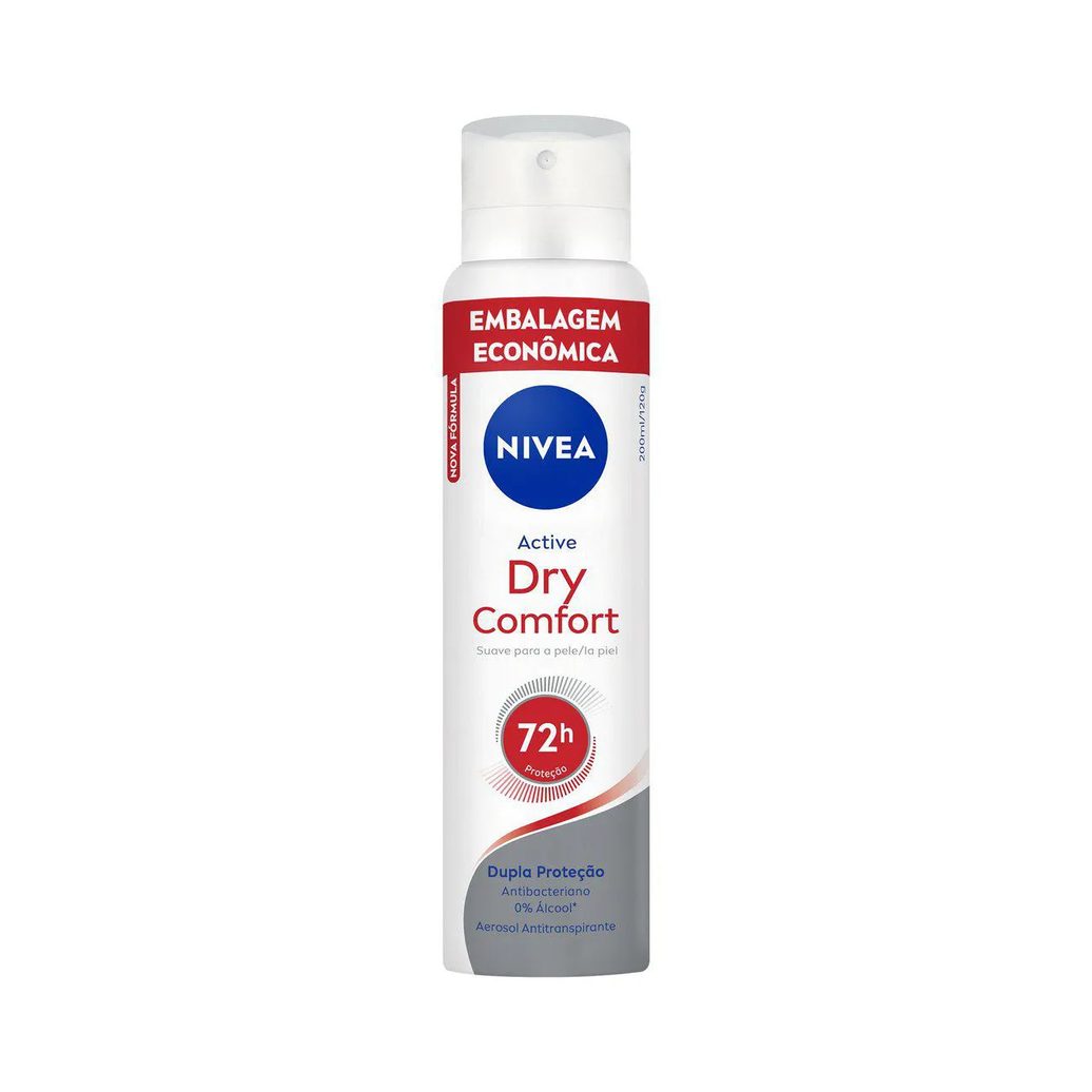 Desodorante Antitranspirante Aerosol Nivea Active Dry Comfort Feminino 72h 200ml
