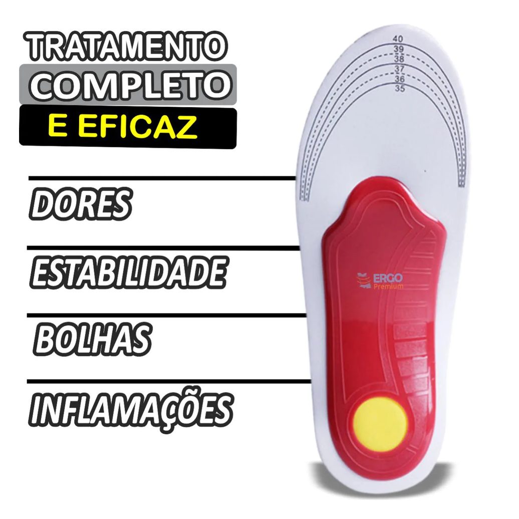 Palmilha Ortopédica Tratamento Pé Chato Fascite Plantar Esporão Original 1par 35a40