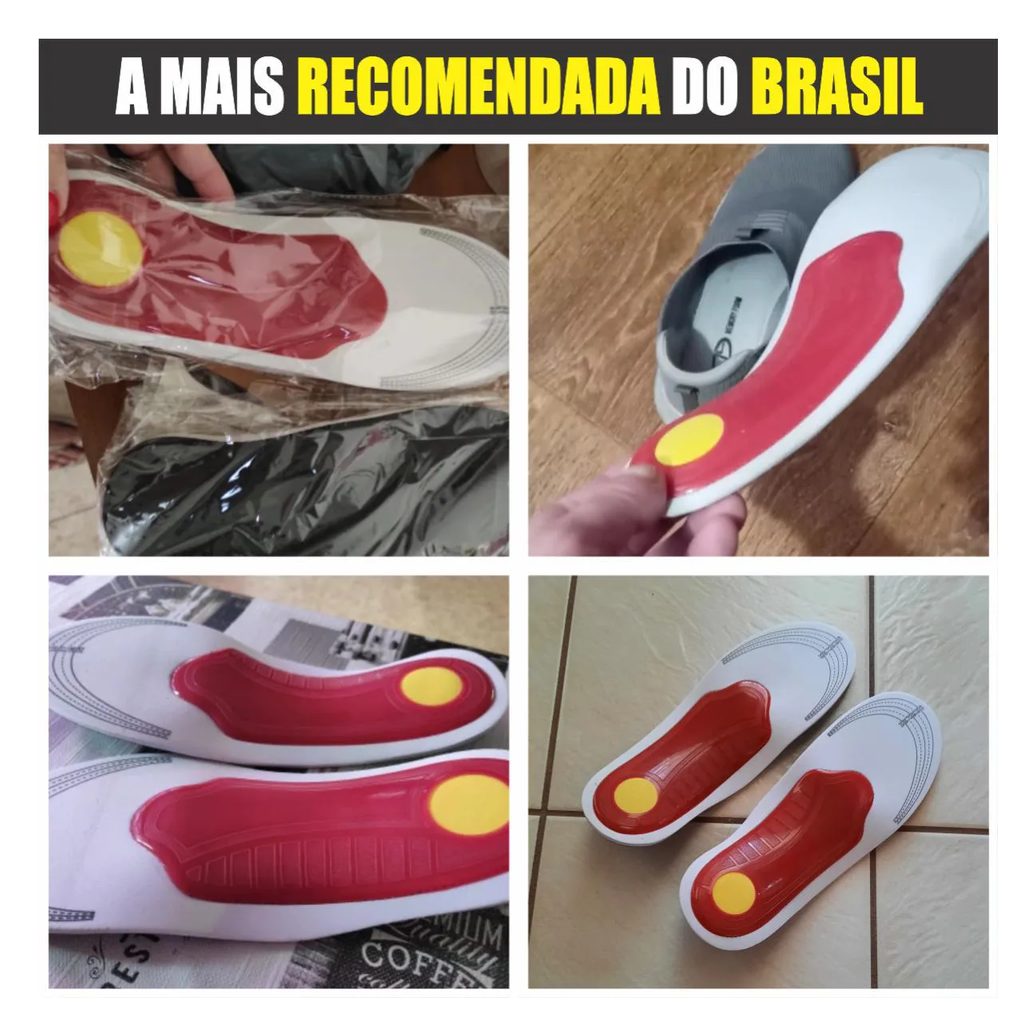 Palmilha Ortopédica Tratamento Pé Chato Fascite Plantar Esporão Original 1par 35a40