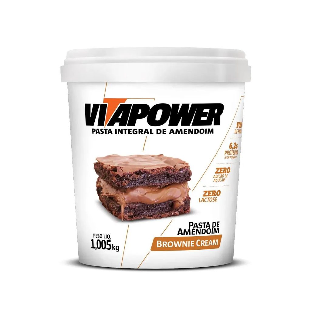 PASTA DE AMENDOIM VITAPOWER INTEGRAL POTE 1005G SABOR BROWNIE CREAM